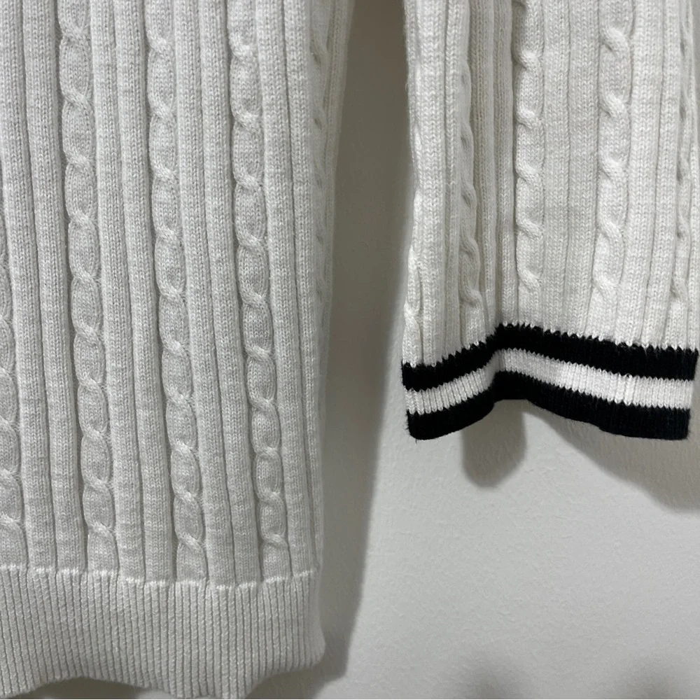 Light Academia Old Money Quiet Luxury Preppy Chaps Cable-Knit Cardigan [size L] - Picture 8 of 11